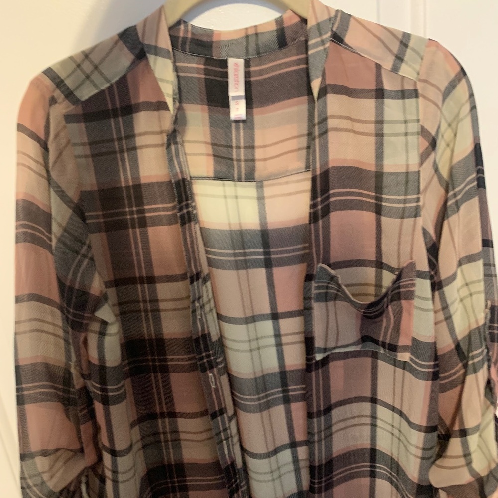 Xhilaration plaid button down top